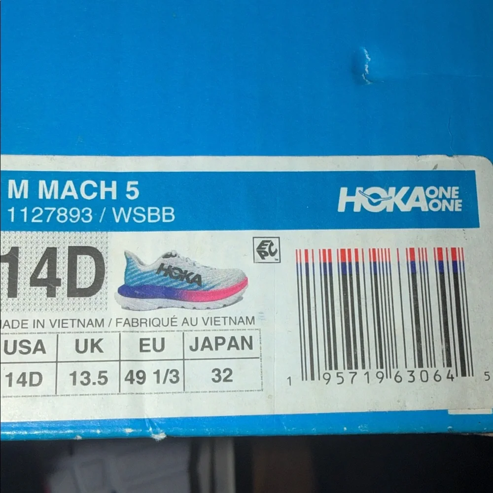 Hoka Men's Athletic Shoes in White, Blue & Pink - Picture 4 of 4